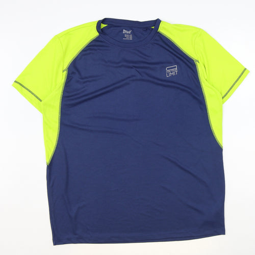 Crivit Mens Blue Colourblock Polyester T-Shirt Size 2XL Round Neck