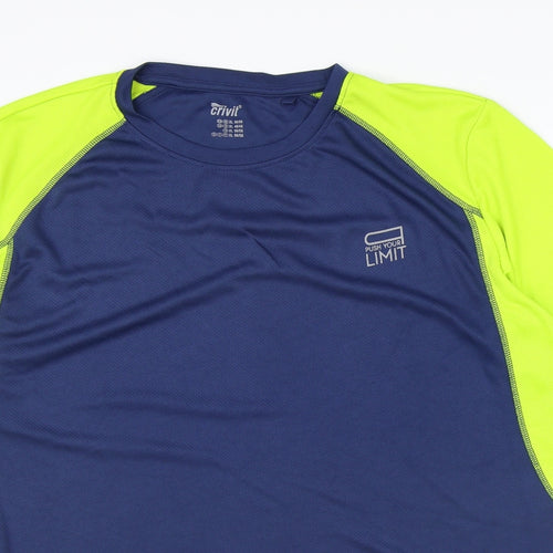Crivit Mens Blue Colourblock Polyester T-Shirt Size 2XL Round Neck