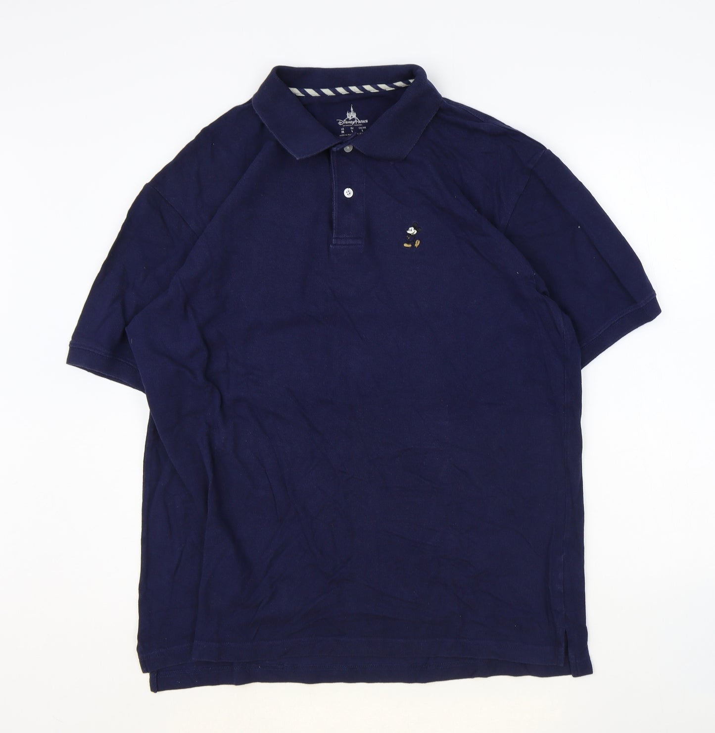 Disney Mens Blue 100% Cotton Polo Size XL Collared Button - Mickey Mouse