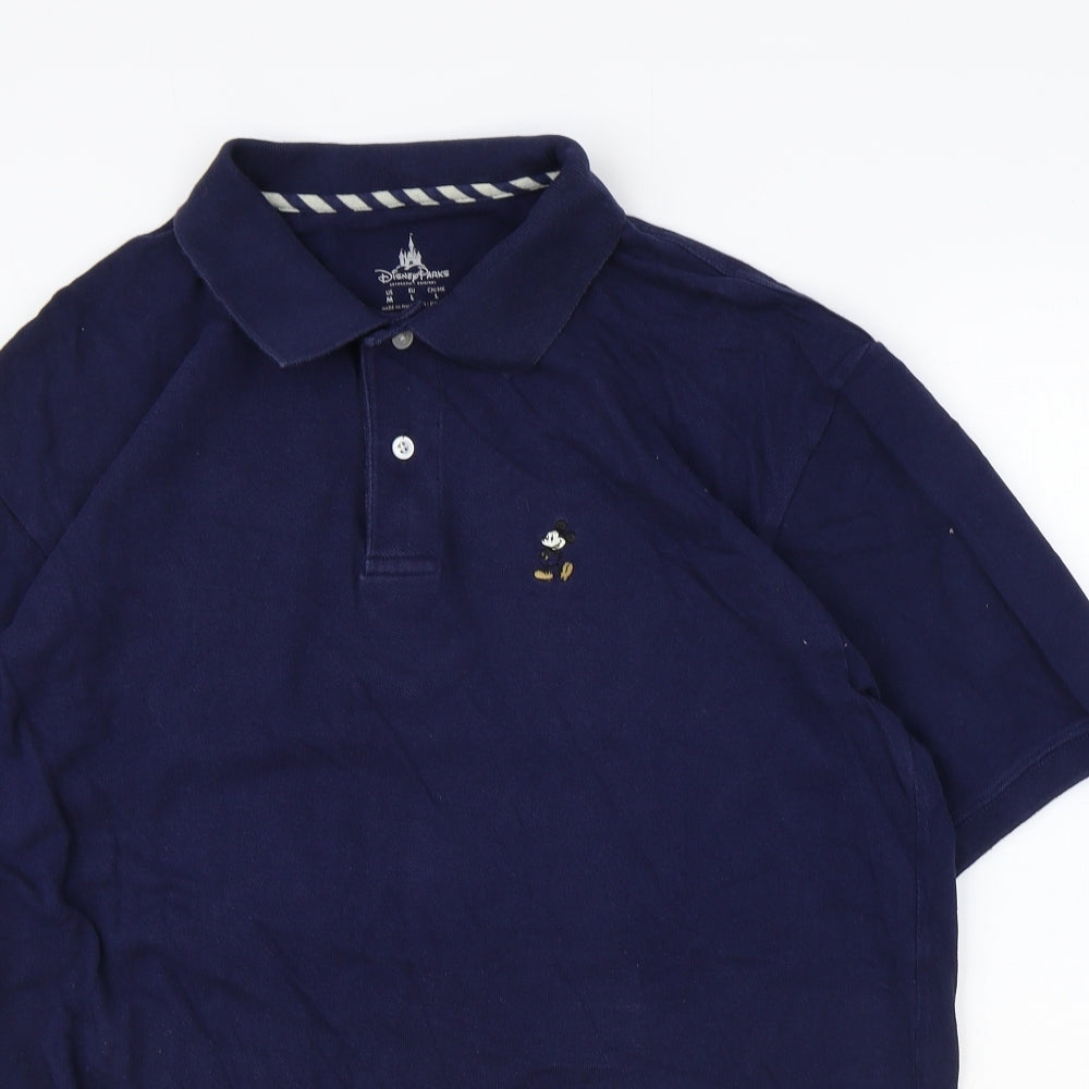 Disney Mens Blue 100% Cotton Polo Size XL Collared Button - Mickey Mouse