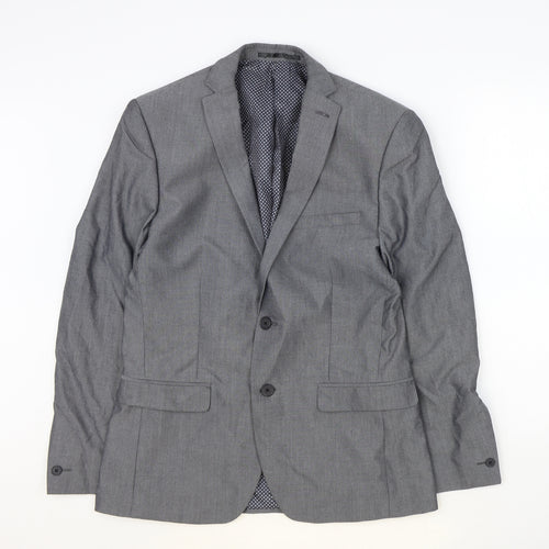 Red Herring Mens Grey Polyester Jacket Blazer Size 38 Regular