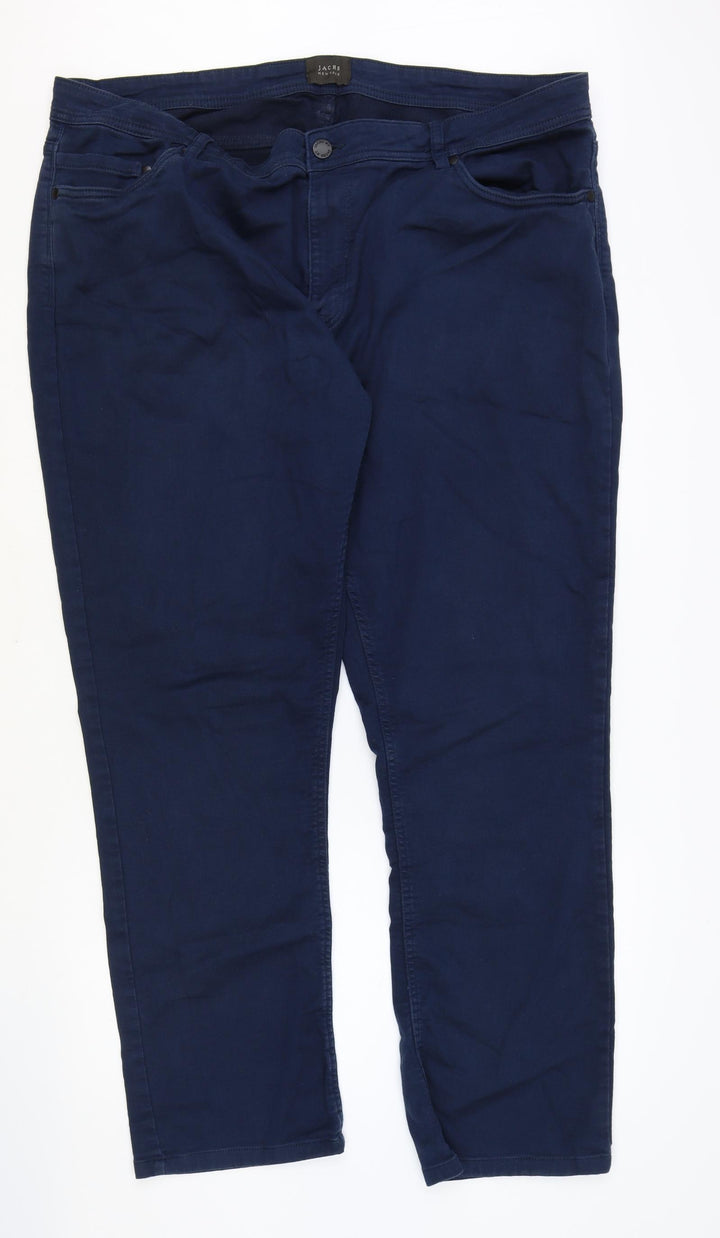 JACHS Womens Blue Cotton Straight Jeans Size 42 in Regular Zip