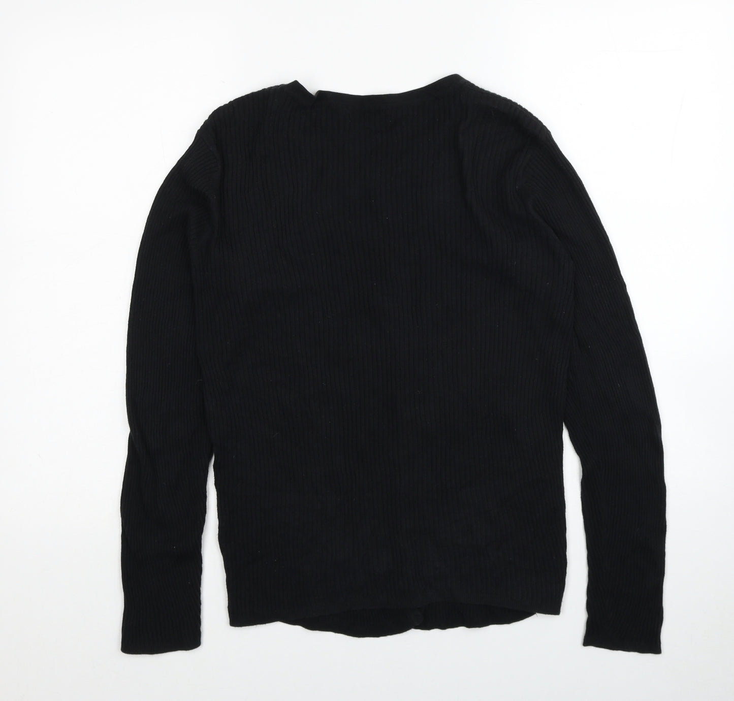 TU Womens Black Round Neck Cotton Cardigan Jumper Size 14
