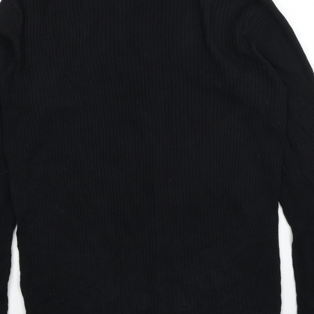 TU Womens Black Round Neck Cotton Cardigan Jumper Size 14