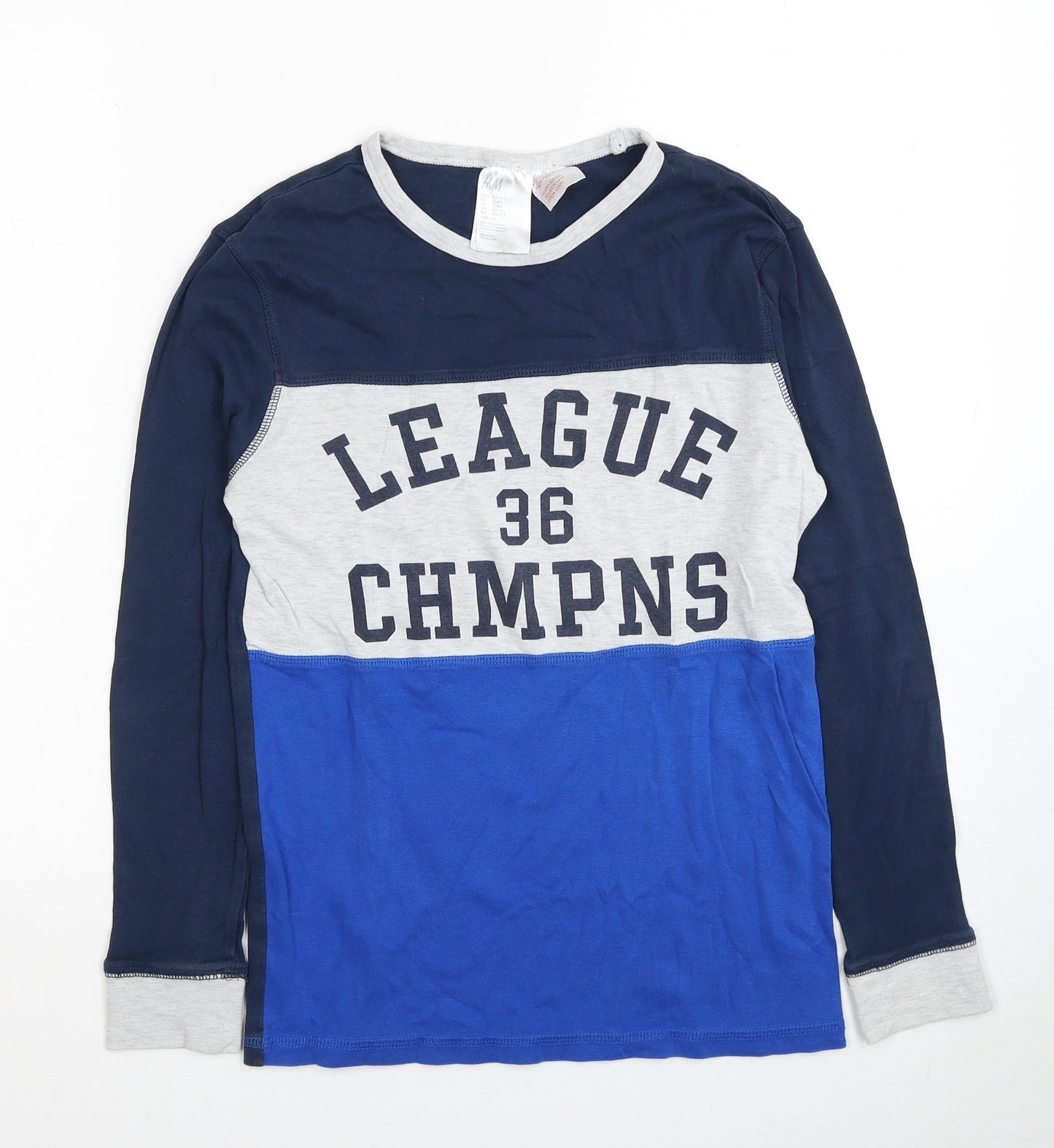 H&M Boys Blue Cotton Pullover Sweatshirt Size 12-13 Years Pullover - Age 12-14