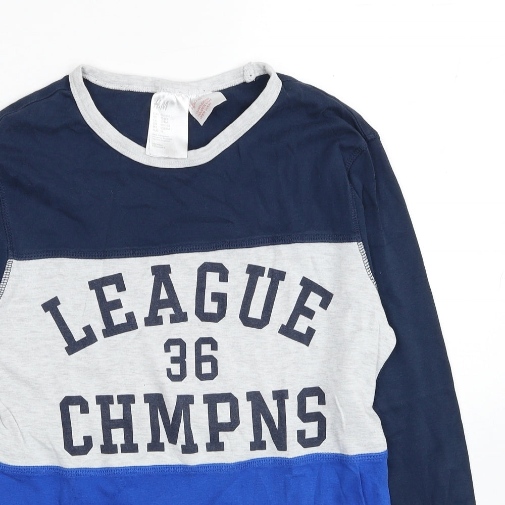 H&M Boys Blue Cotton Pullover Sweatshirt Size 12-13 Years Pullover - Age 12-14