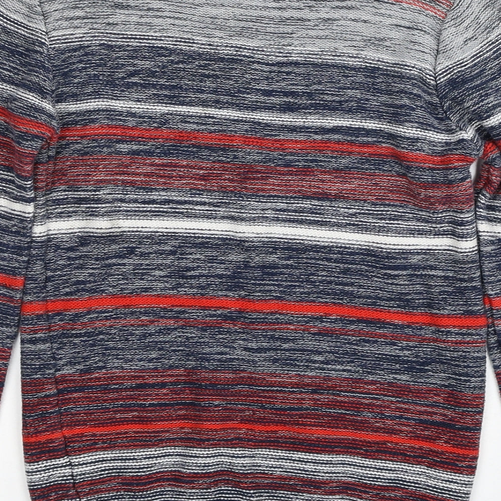 Nutmeg Boys Blue Round Neck Striped Cotton Pullover Jumper Size 11-12 Years Pullover
