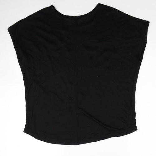 Miss Charm Paris Womens Black Viscose Basic T-Shirt Size L Round Neck - Star