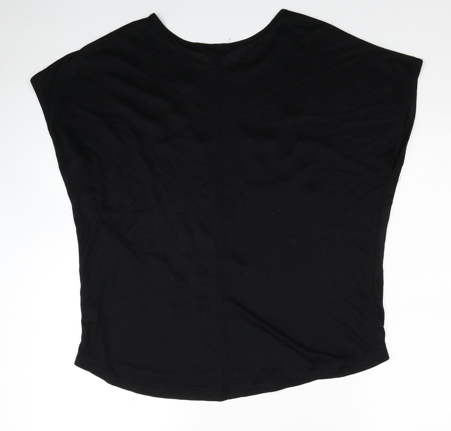 Miss Charm Paris Womens Black Viscose Basic T-Shirt Size L Round Neck - Star