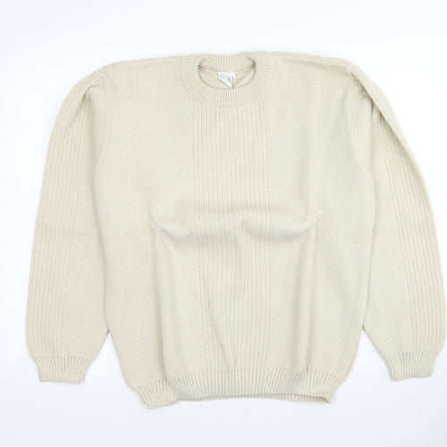 P.H.P Ren Womens Ivory Round Neck Acrylic Pullover Jumper Size L