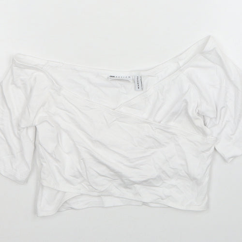 ASOS Womens White Viscose Cropped T-Shirt Size 4 Boat Neck