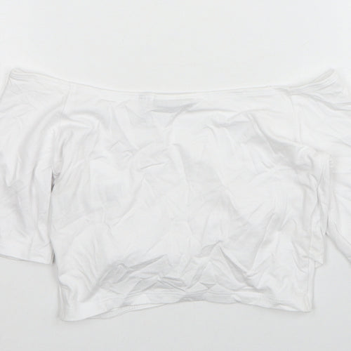 ASOS Womens White Viscose Cropped T-Shirt Size 4 Boat Neck