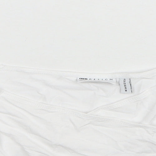 ASOS Womens White Viscose Cropped T-Shirt Size 4 Boat Neck