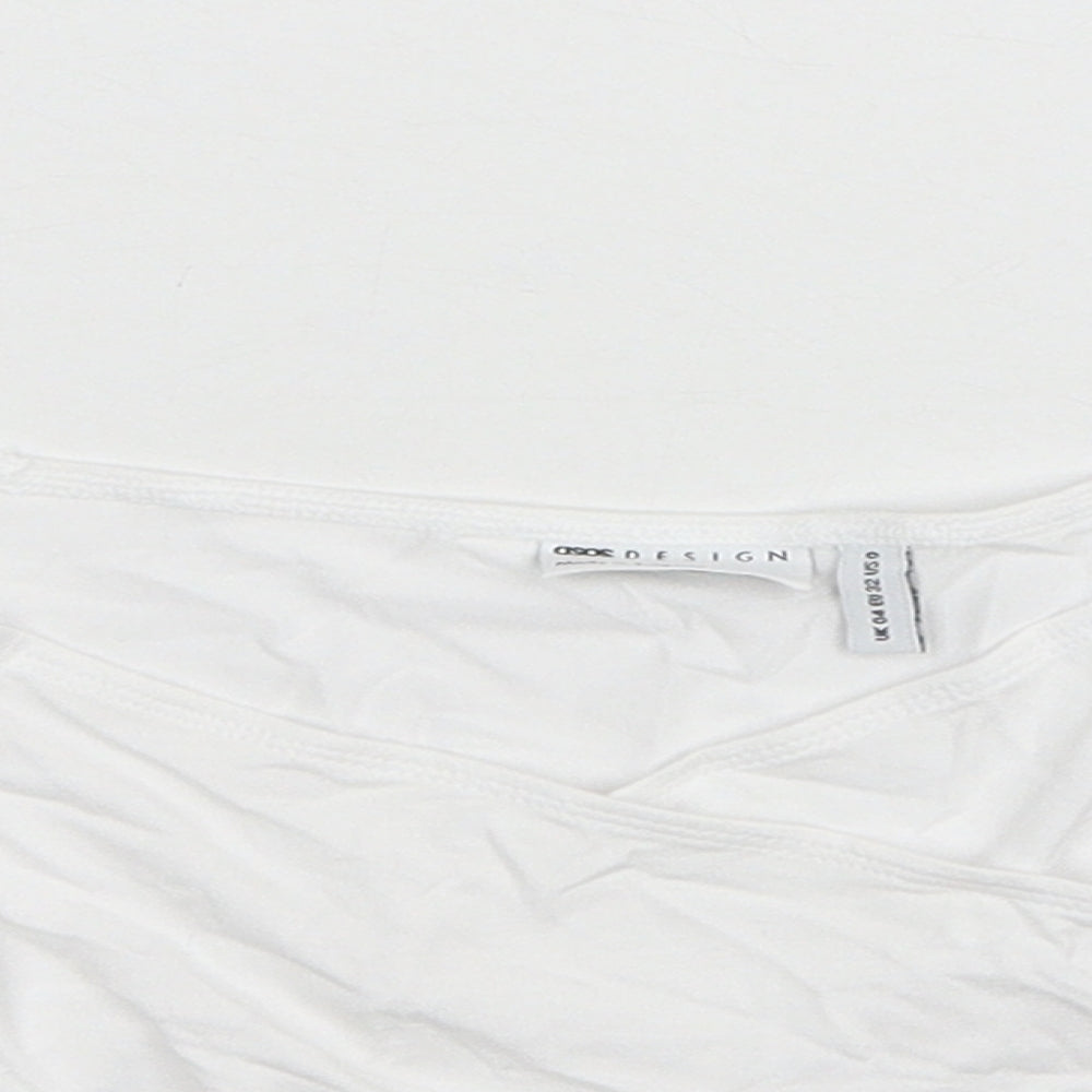 ASOS Womens White Viscose Cropped T-Shirt Size 4 Boat Neck