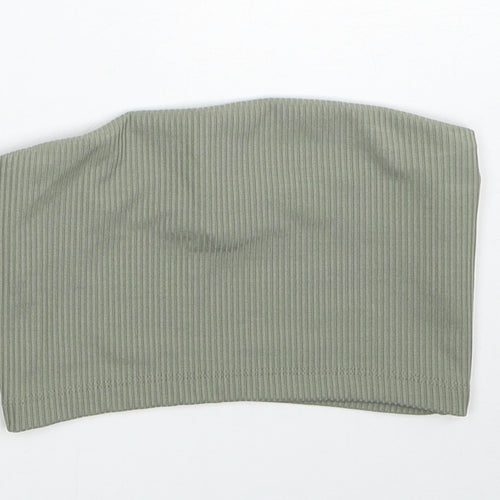 Primark Womens Green Polyester Cropped Tank Size 2XS Off the Shoulder