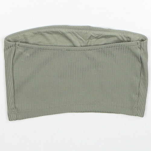 Primark Womens Green Polyester Cropped Tank Size 2XS Off the Shoulder
