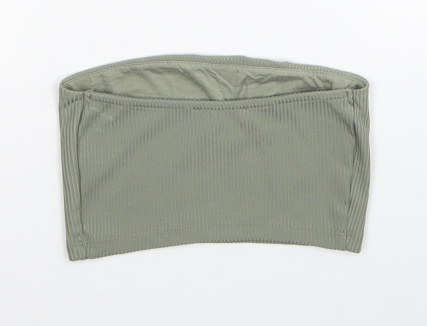 Primark Womens Green Polyester Cropped Tank Size 2XS Off the Shoulder