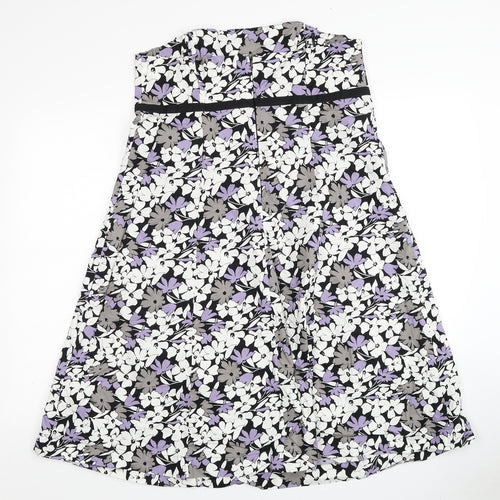 F&F Womens Multicoloured Floral Cotton Trapeze & Swing Size 16 Off the Shoulder Zip