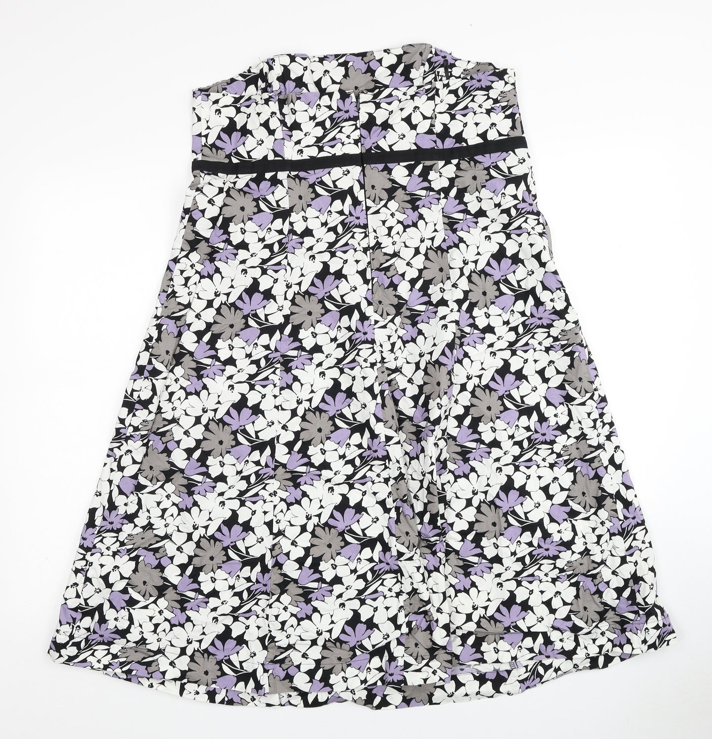 F&F Womens Multicoloured Floral Cotton Trapeze & Swing Size 16 Off the Shoulder Zip