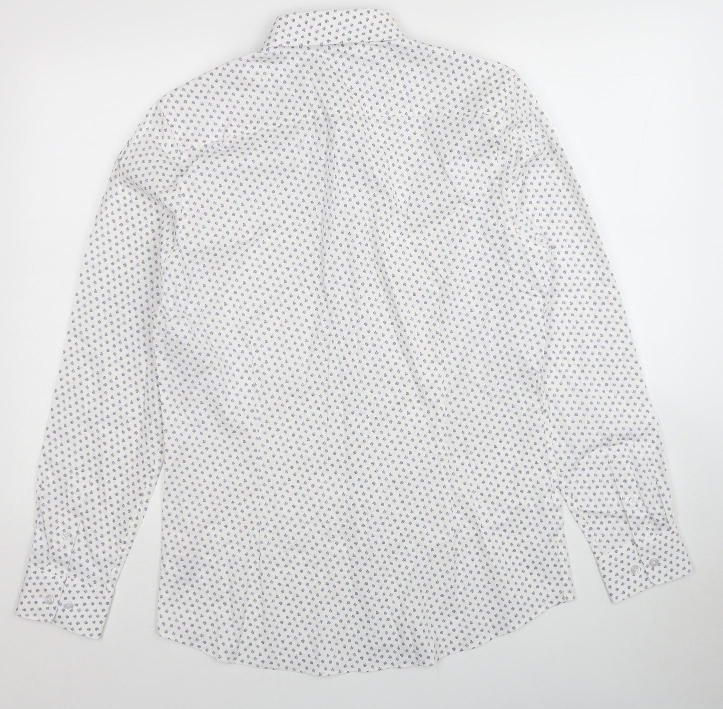 Burton Mens White Floral Cotton Dress Shirt Size M Collared Button