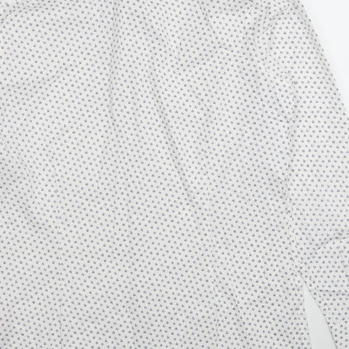 Burton Mens White Floral Cotton Dress Shirt Size M Collared Button