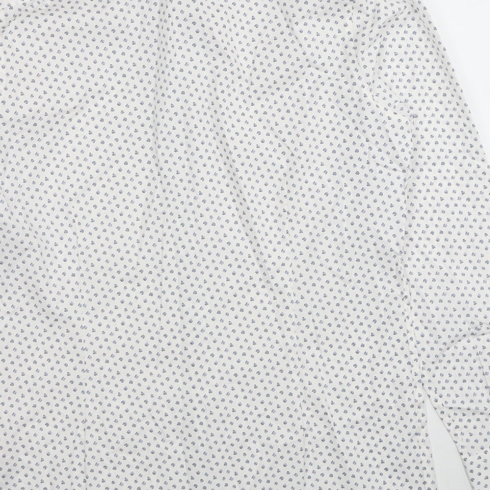 Burton Mens White Floral Cotton Dress Shirt Size M Collared Button