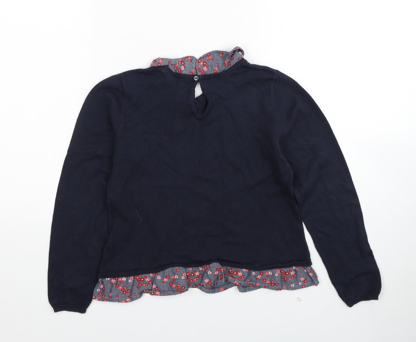 H&M Girls Blue Collared Cotton Pullover Jumper Size 6-7 Years Pullover - Age 6-8