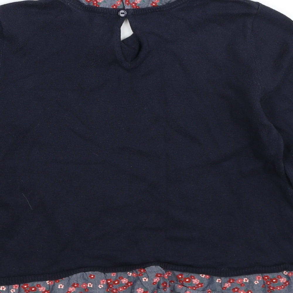 H&M Girls Blue Collared Cotton Pullover Jumper Size 6-7 Years Pullover - Age 6-8