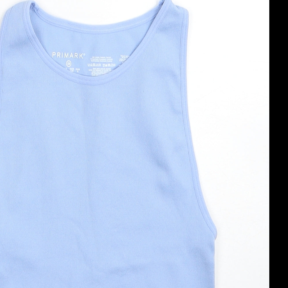 Primark Womens Blue Nylon Basic Tank Size 6 Scoop Neck Pullover - Size 6/8, Ribbed