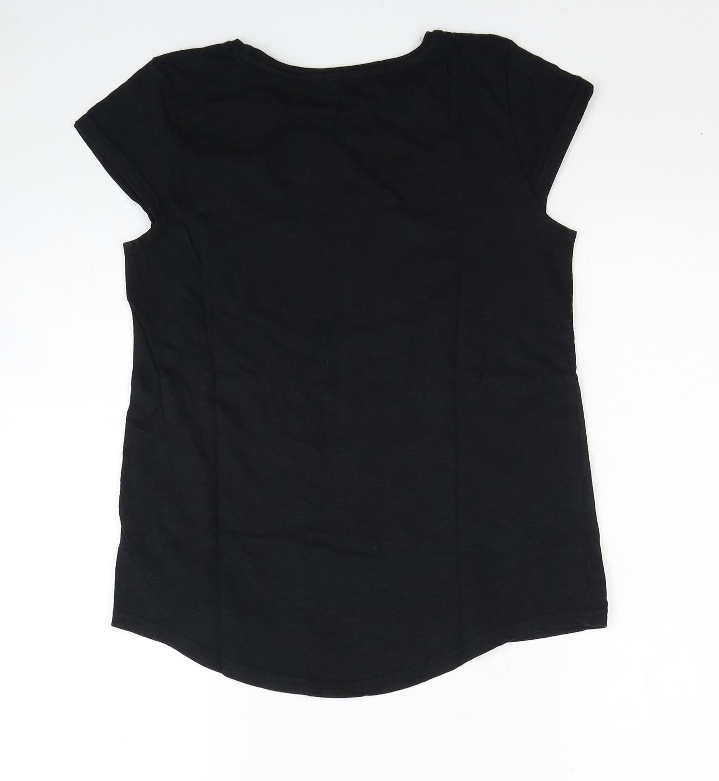 Nutmeg Girls Black Cotton Basic T-Shirt Size 13-14 Years Round Neck Pullover - Star