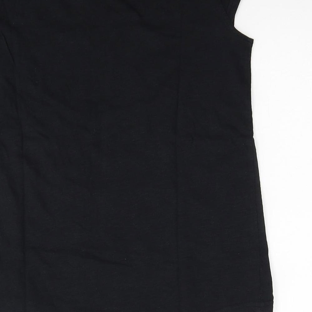 Nutmeg Girls Black Cotton Basic T-Shirt Size 13-14 Years Round Neck Pullover - Star