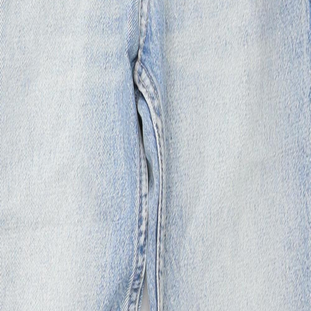 Zara Womens Blue Cotton Straight Jeans Size 4XL Regular Zip