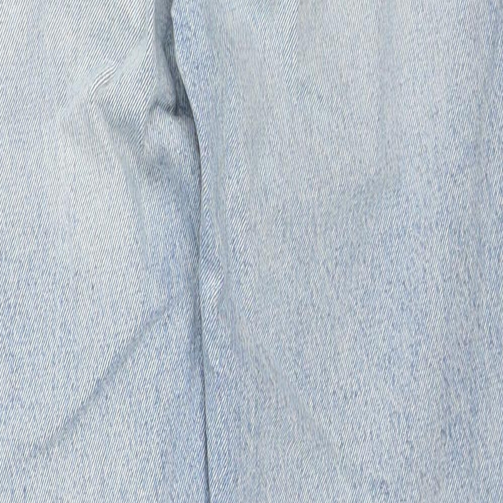 Zara Womens Blue Cotton Straight Jeans Size 4XL Regular Zip