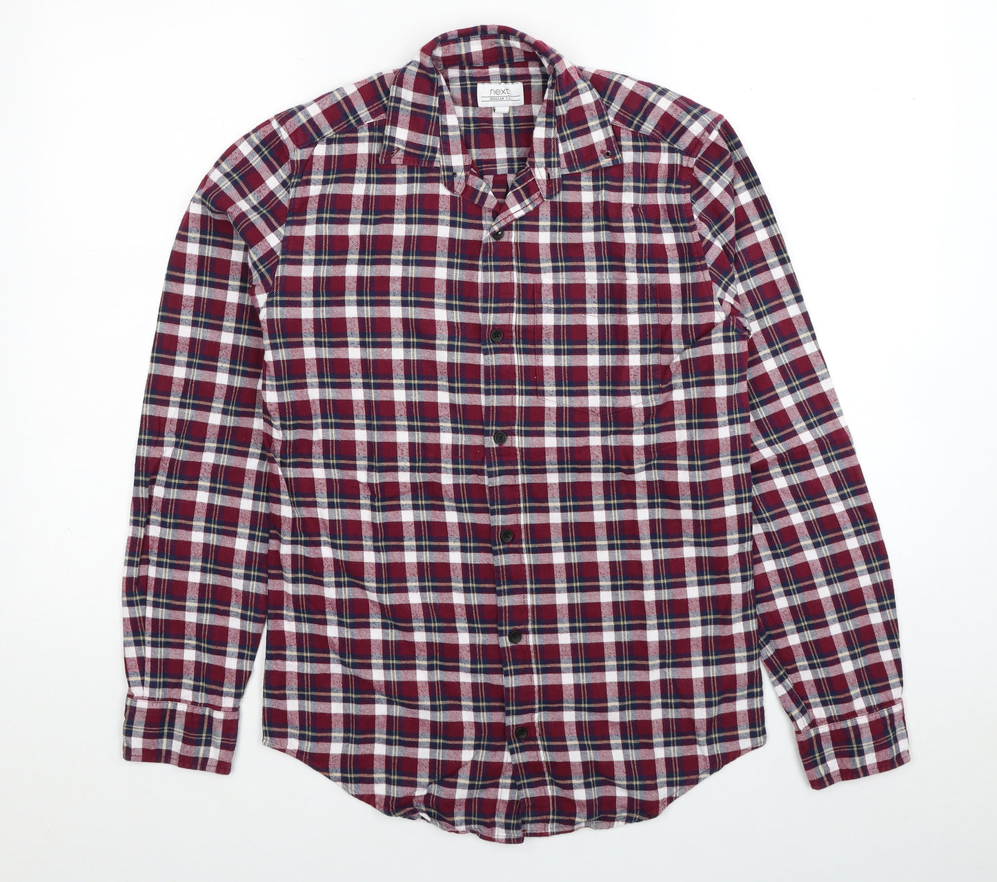 NEXT Mens Red Plaid Cotton Button-Up Size XS Collared Button