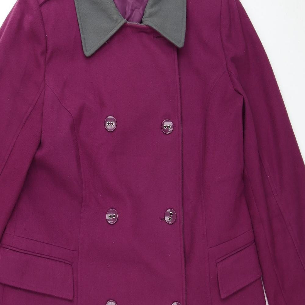 Simply Be Womens Purple Pea Coat Coat Size 16 Button