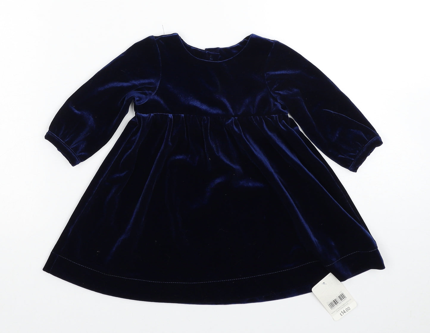 Mothercare Girls Blue Polyester A-Line Size 3-6 Months Round Neck Button