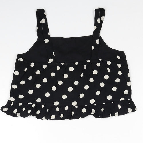 George Girls Black Polka Dot Viscose Basic Blouse Size 9-10 Years Sweetheart Pullover