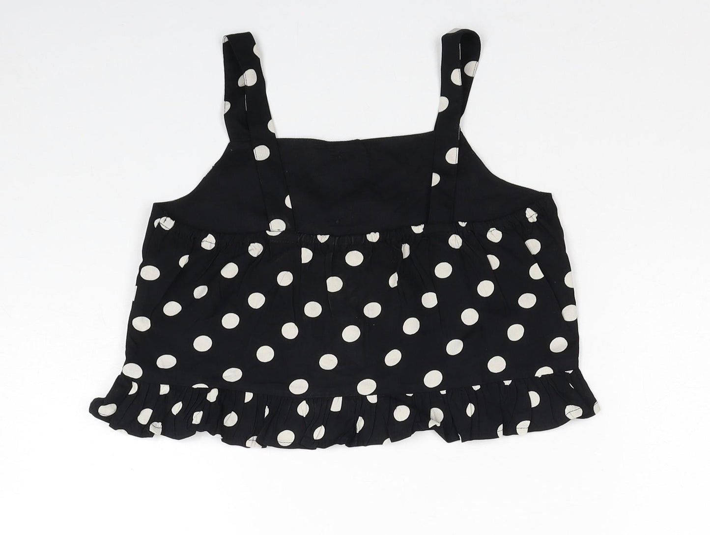 George Girls Black Polka Dot Viscose Basic Blouse Size 9-10 Years Sweetheart Pullover