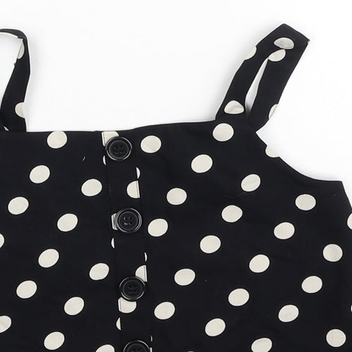 George Girls Black Polka Dot Viscose Basic Blouse Size 9-10 Years Sweetheart Pullover