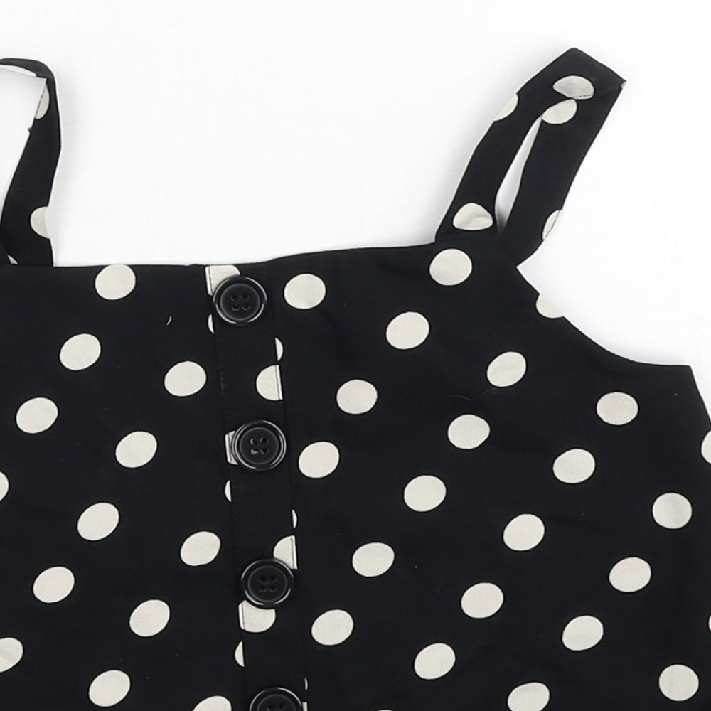 George Girls Black Polka Dot Viscose Basic Blouse Size 9-10 Years Sweetheart Pullover