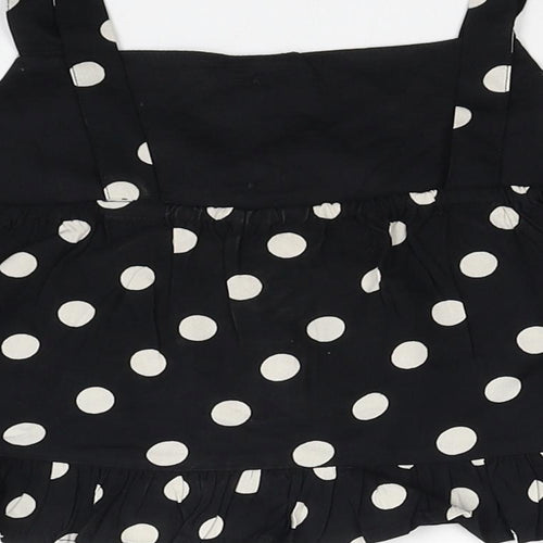 George Girls Black Polka Dot Viscose Basic Blouse Size 9-10 Years Sweetheart Pullover