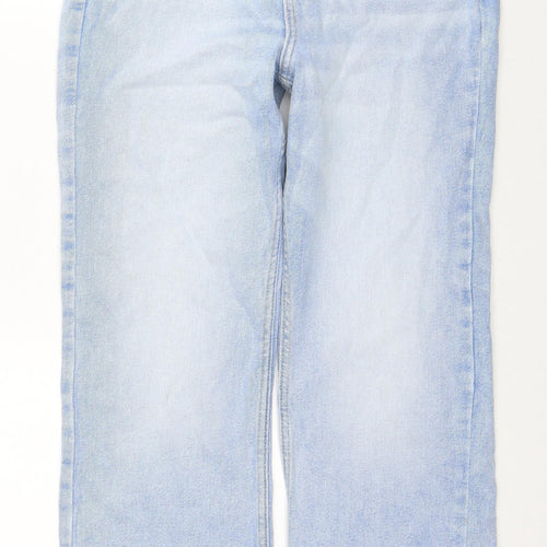 Zara Womens Blue Cotton Straight Jeans Size 12 Regular Zip