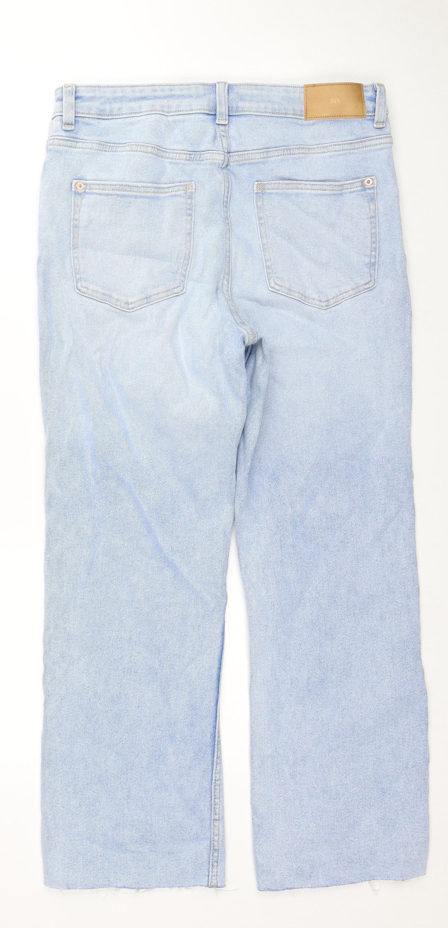 Zara Womens Blue Cotton Straight Jeans Size 12 Regular Zip