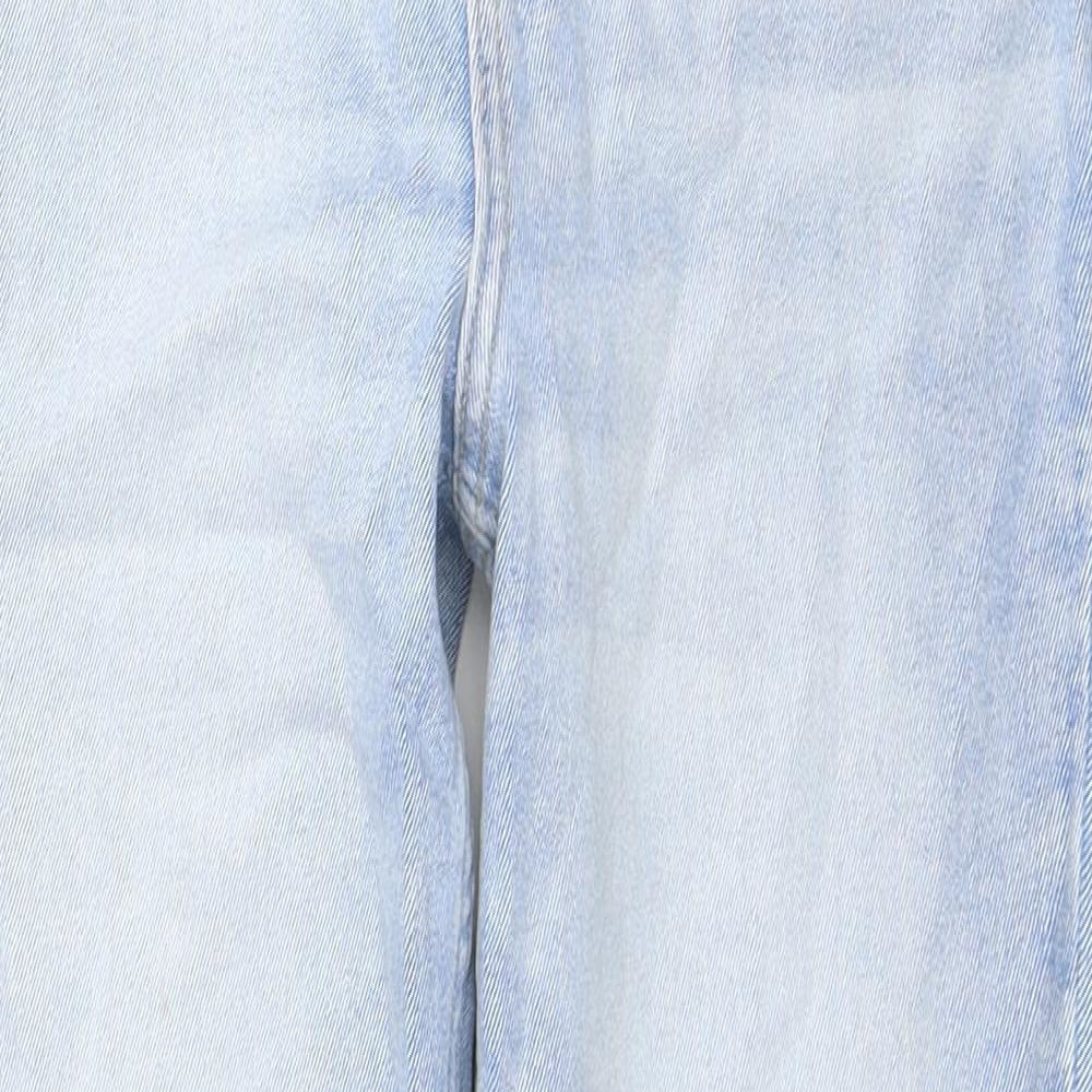 Zara Womens Blue Cotton Straight Jeans Size 12 Regular Zip