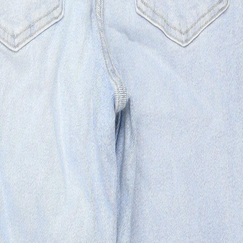 Zara Womens Blue Cotton Straight Jeans Size 12 Regular Zip