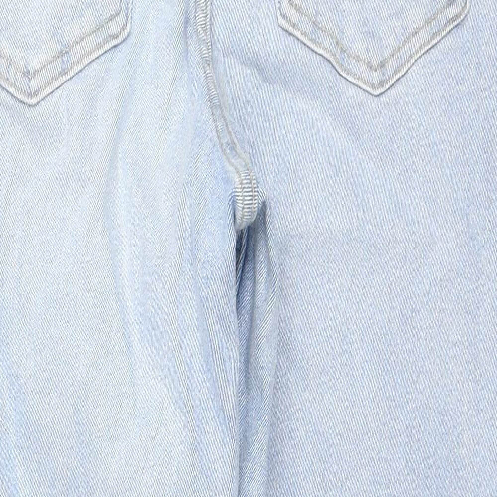 Zara Womens Blue Cotton Straight Jeans Size 12 Regular Zip