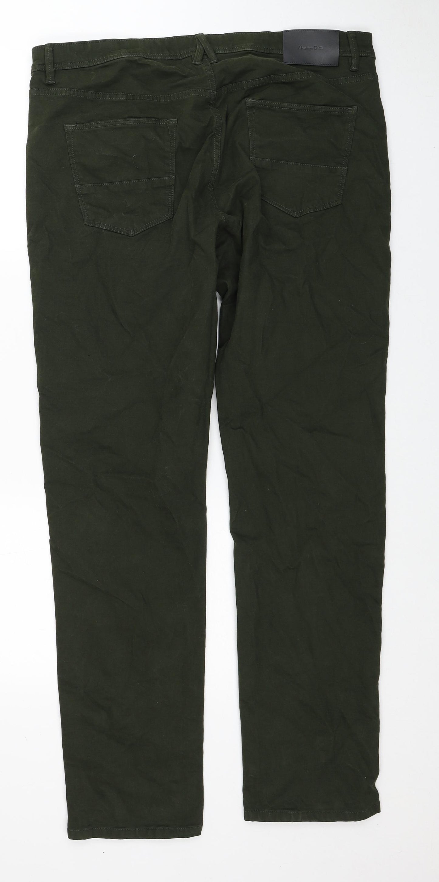 Massimo Dutti Mens Green Cotton Straight Jeans Size 34 in Regular Zip