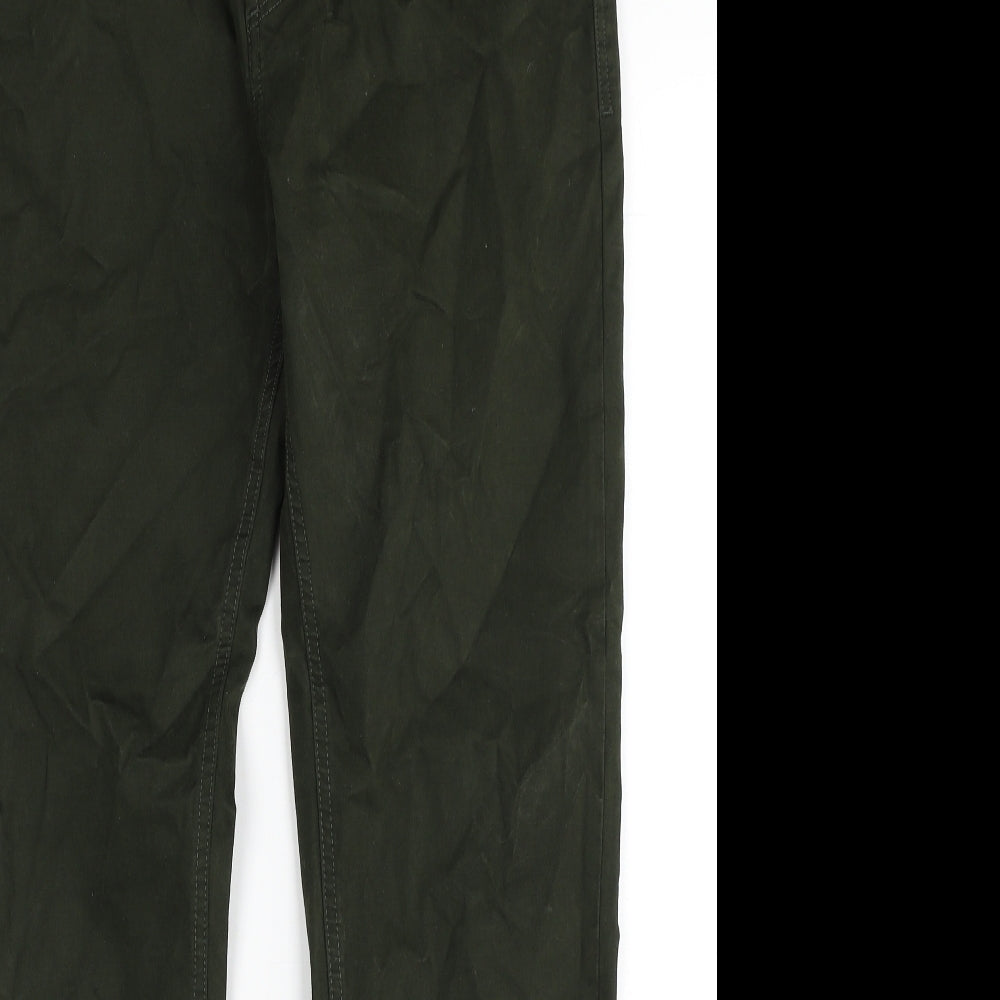 Massimo Dutti Mens Green Cotton Straight Jeans Size 34 in Regular Zip