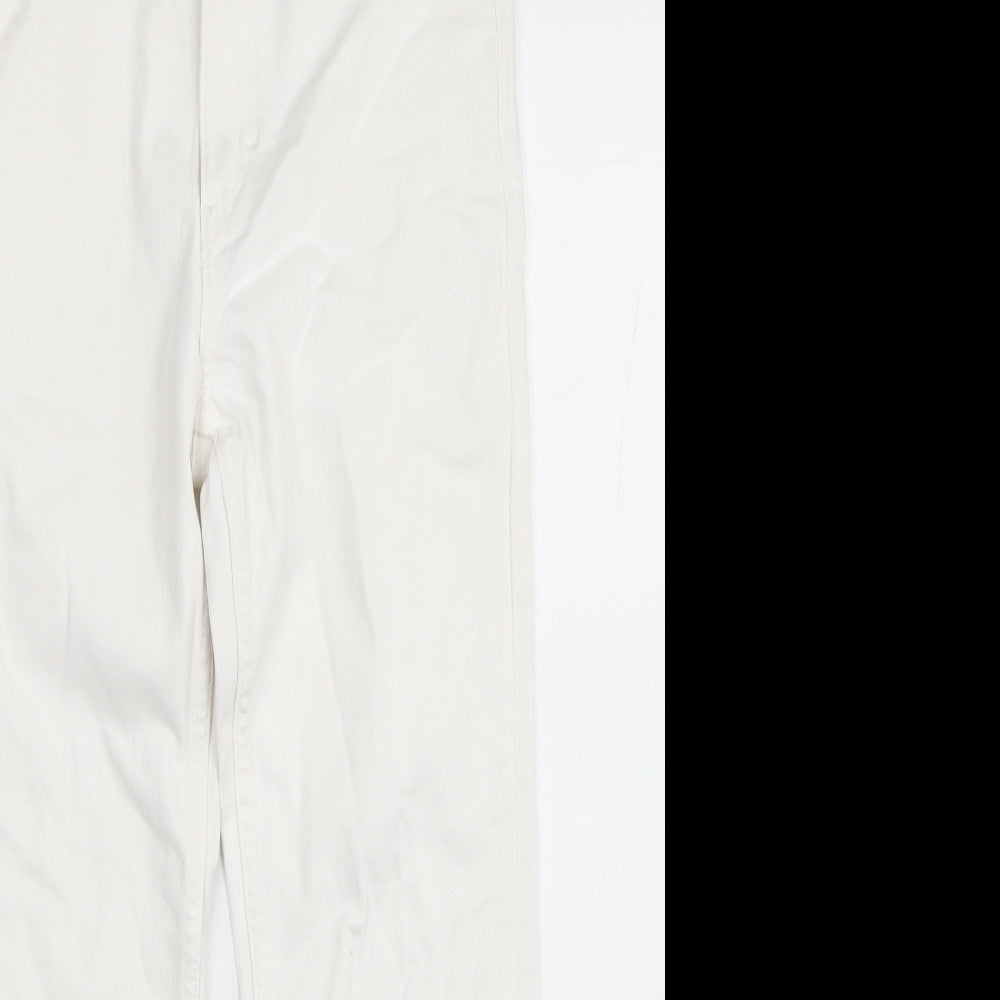 Zara Womens White Cotton Straight Jeans Size 10 Regular Zip