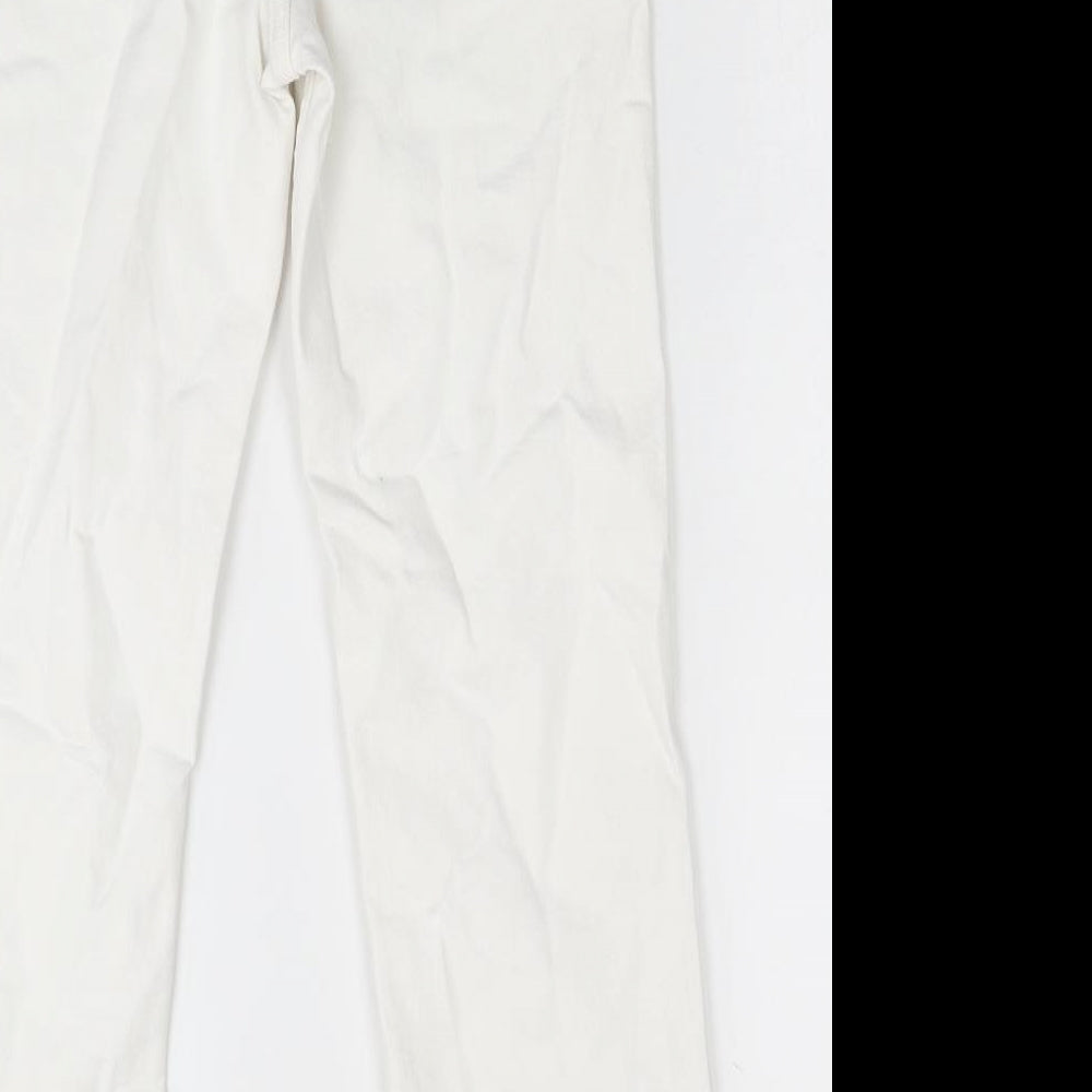 Zara Womens White Cotton Straight Jeans Size 10 Regular Zip